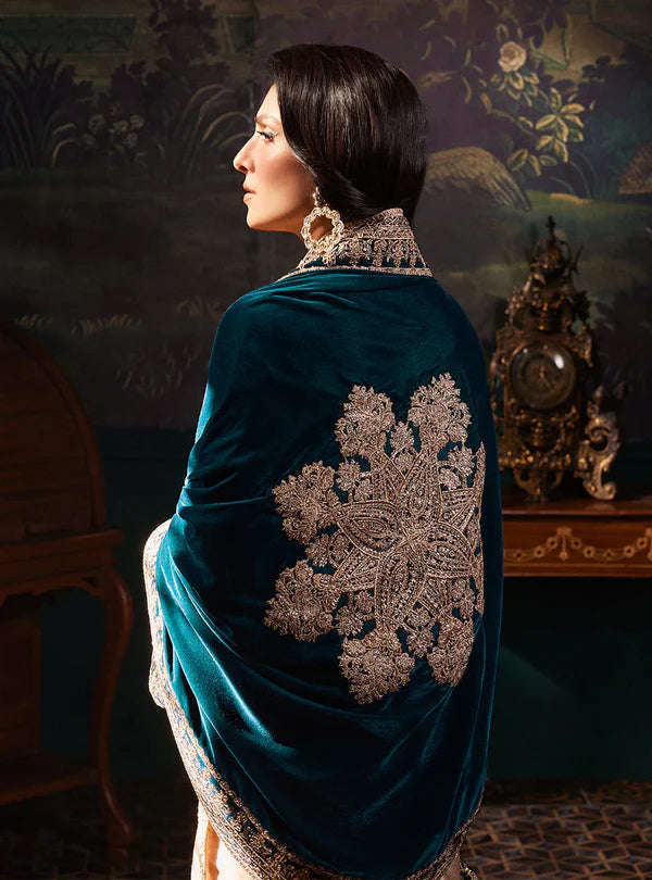 Zainab Chottani Skin Formal Brocade Tissue With 9000 MICRO VELVET SHAWL 3 PC MB-01