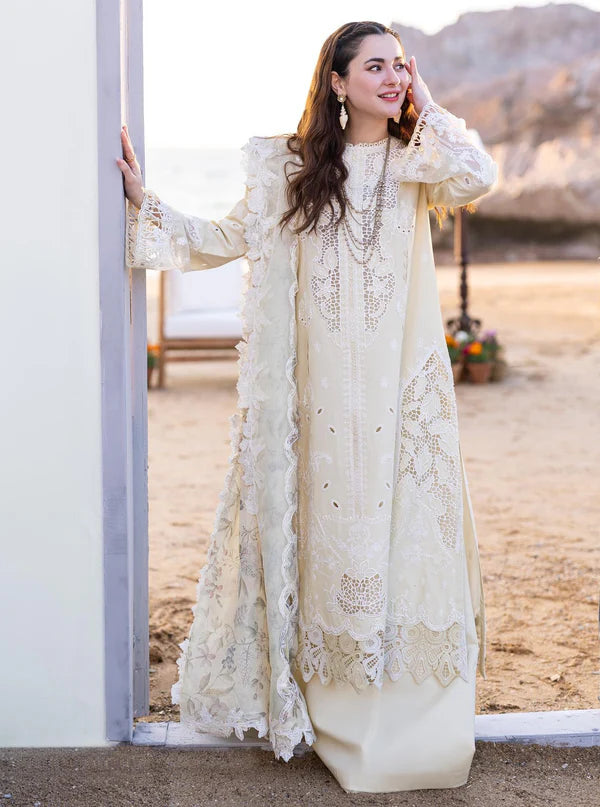 Qalamkar Sahil Kinare Luxury Lawn Embroidered 3 Piece Unstitched  QK-04