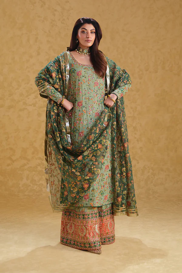 Neloo's Luxury Raw Silk Hand Embroidered Unstitched MEERAS NO-01