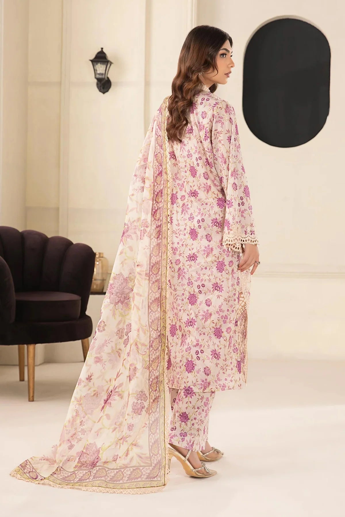 Maria.B Luxury Eid Lawn Embroidered Unstitched 3 Piece MB-019