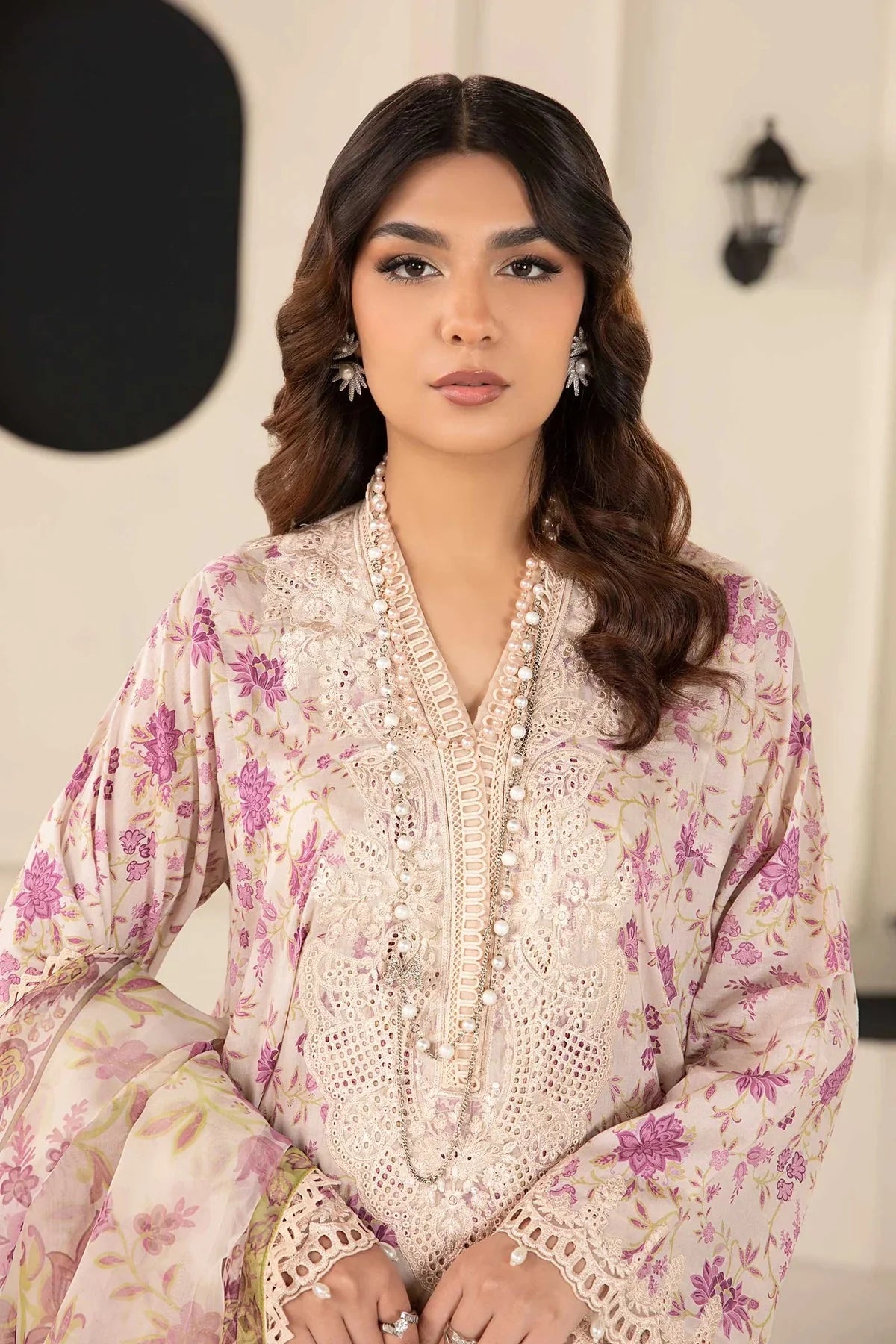 Maria.B Luxury Eid Lawn Embroidered Unstitched 3 Piece MB-019