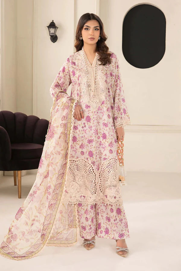 Maria.B Luxury Eid Lawn Embroidered Unstitched 3 Piece MB-019