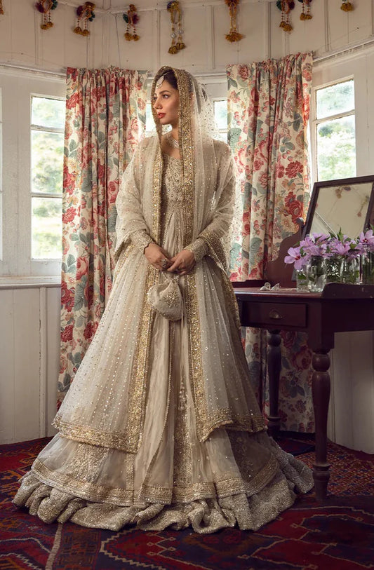 Faiza Saqlain Golden White Bridal Wedding Edition Unstitched FS-004